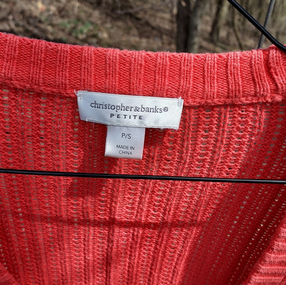 Gave away ~ Christopher & Banks coral sweater - Picture 2 of 6